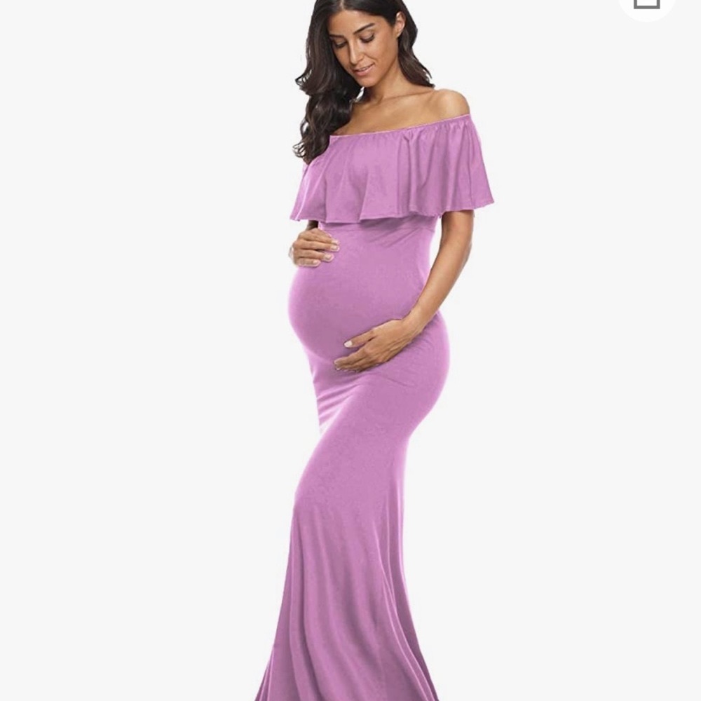 Glampunch maternity off the shoulder floor length dress
